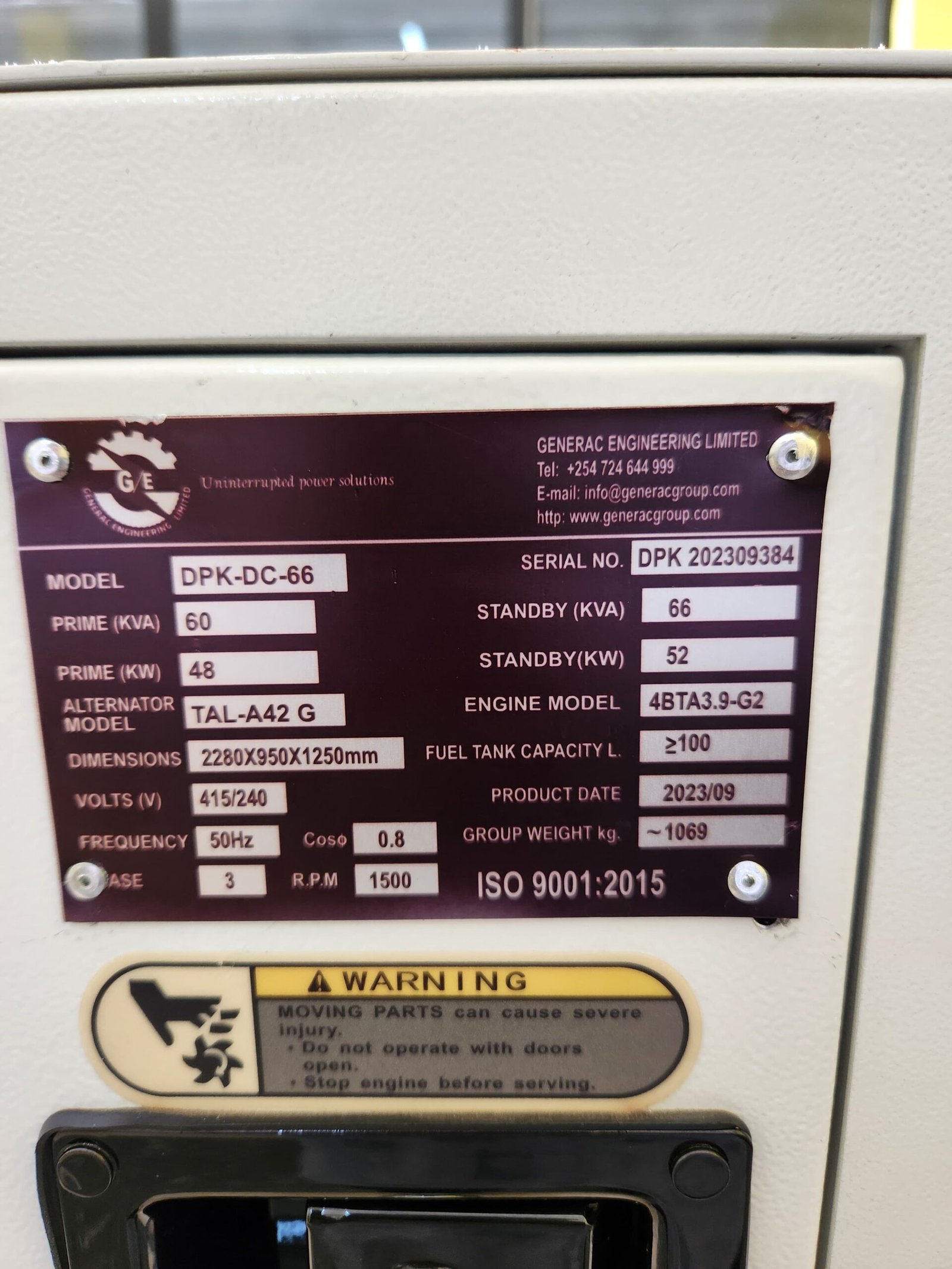 66 KVA Cummins Diesel Generator - Image 2