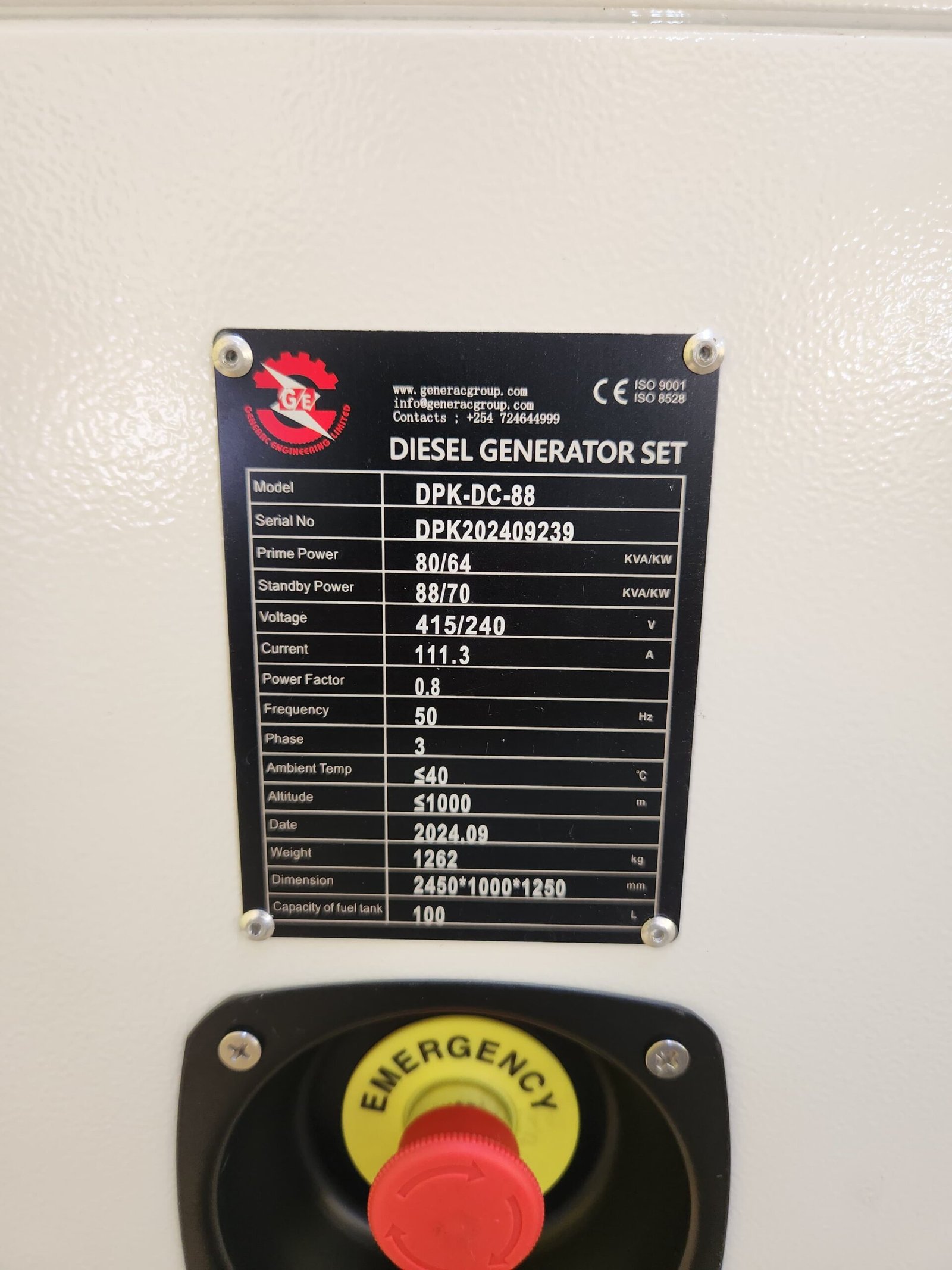 88 KVA Cummins Generator - Image 3